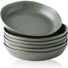 imageAmorArc 975 Ceramic Large Pasta Bowls 38oz Stoneware Flat Serving Bowls Set of 4 OvenMicrowaveampampDishwasher Safe Bowls with Wavy Rim for Fruit Pasta Salad Meal Matte WhiteReactive Glaze