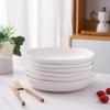 imageAmorArc 975 Ceramic Large Pasta Bowls 38oz Stoneware Flat Serving Bowls Set of 4 OvenMicrowaveampampDishwasher Safe Bowls with Wavy Rim for Fruit Pasta Salad Meal Matte WhiteMatte Speckled White