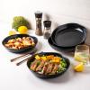 imageAmorArc 975 Ceramic Large Pasta Bowls 38oz Stoneware Flat Serving Bowls Set of 4 OvenMicrowaveampampDishwasher Safe Bowls with Wavy Rim for Fruit Pasta Salad Meal Matte WhiteMatte Black