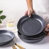 imageAmorArc 975 Ceramic Large Pasta Bowls 38oz Stoneware Flat Serving Bowls Set of 4 OvenMicrowaveampampDishwasher Safe Bowls with Wavy Rim for Fruit Pasta Salad Meal Matte WhiteSpeckled Black
