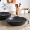 imageAmorArc 975 Ceramic Large Pasta Bowls 38oz Stoneware Flat Serving Bowls Set of 4 OvenMicrowaveampampDishwasher Safe Bowls with Wavy Rim for Fruit Pasta Salad Meal Matte WhiteMatte Black