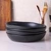 imageAmorArc 975 Ceramic Large Pasta Bowls 38oz Stoneware Flat Serving Bowls Set of 4 OvenMicrowaveampampDishwasher Safe Bowls with Wavy Rim for Fruit Pasta Salad Meal Matte WhiteSpeckled Black