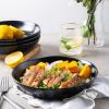 imageAmorArc 975 Ceramic Large Pasta Bowls 38oz Stoneware Flat Serving Bowls Set of 4 OvenMicrowaveampampDishwasher Safe Bowls with Wavy Rim for Fruit Pasta Salad Meal Matte WhiteMatte Black