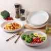 imageAmorArc 975 Ceramic Large Pasta Bowls 38oz Stoneware Flat Serving Bowls Set of 4 OvenMicrowaveampampDishwasher Safe Bowls with Wavy Rim for Fruit Pasta Salad Meal Matte WhiteMatte Speckled White