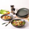 imageAmorArc 975 Ceramic Large Pasta Bowls 38oz Stoneware Flat Serving Bowls Set of 4 OvenMicrowaveampampDishwasher Safe Bowls with Wavy Rim for Fruit Pasta Salad Meal Matte WhiteReactive Glaze