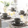 imageAmorArc Ceramic Dinner Plates Set of 6 100 Inch Matte Stoneware Plates for KitchenModern Flat Dinnerware Dishes SetMicrowaveampamp Dishwasher Safe Scratch Resistant Matte BlackMatt Gray