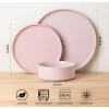 imageAmorArc Ceramic Dinner Plates Set of 6 100 Inch Matte Stoneware Plates for KitchenModern Flat Dinnerware Dishes SetMicrowaveampamp Dishwasher Safe Scratch Resistant Matte BlackPink
