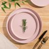 imageAmorArc Ceramic Dinner Plates Set of 6 100 Inch Matte Stoneware Plates for KitchenModern Flat Dinnerware Dishes SetMicrowaveampamp Dishwasher Safe Scratch Resistant Matte BlackPink