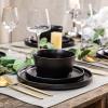 imageAmorArc Ceramic Dinner Plates Set of 6 100 Inch Matte Stoneware Plates for KitchenModern Flat Dinnerware Dishes SetMicrowaveampamp Dishwasher Safe Scratch Resistant Matte BlackMatte Black
