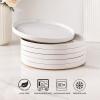 imageAmorArc Ceramic Dinner Plates Set of 6 100 Inch Matte Stoneware Plates for KitchenModern Flat Dinnerware Dishes SetMicrowaveampamp Dishwasher Safe Scratch Resistant Matte BlackWhite