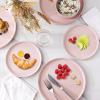 imageAmorArc Ceramic Dinner Plates Set of 6 100 Inch Matte Stoneware Plates for KitchenModern Flat Dinnerware Dishes SetMicrowaveampamp Dishwasher Safe Scratch Resistant Matte BlackPink