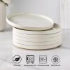 imageAmorArc Ceramic Dinner Plates Set of 6 100 Inch Matte Stoneware Plates for KitchenModern Flat Dinnerware Dishes SetMicrowaveampamp Dishwasher Safe Scratch Resistant Matte BlackBeige