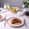 imageAmorArc Ceramic Dinner Plates Set of 6 100 Inch Matte Stoneware Plates for KitchenModern Flat Dinnerware Dishes SetMicrowaveampamp Dishwasher Safe Scratch Resistant Matte BlackMatte Pink