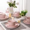 imageAmorArc Ceramic Dinner Plates Set of 6 100 Inch Matte Stoneware Plates for KitchenModern Flat Dinnerware Dishes SetMicrowaveampamp Dishwasher Safe Scratch Resistant Matte BlackMatte Pink