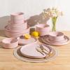 imageAmorArc Ceramic Dinner Plates Set of 6 100 Inch Matte Stoneware Plates for KitchenModern Flat Dinnerware Dishes SetMicrowaveampamp Dishwasher Safe Scratch Resistant Matte BlackPink