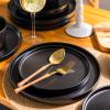 imageAmorArc Ceramic Dinner Plates Set of 6 100 Inch Matte Stoneware Plates for KitchenModern Flat Dinnerware Dishes SetMicrowaveampamp Dishwasher Safe Scratch Resistant Matte BlackMatte Black