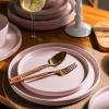 imageAmorArc Ceramic Dinner Plates Set of 6 100 Inch Matte Stoneware Plates for KitchenModern Flat Dinnerware Dishes SetMicrowaveampamp Dishwasher Safe Scratch Resistant Matte BlackMatte Pink