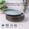 imageAmorArc Ceramic Dinner Plates Set of 6 105 Inch Handmade Reactive Glaze Stoneware PlatesLarge Rustic Shape Dinnerware Dish Set for Kitchen Microwave ampamp Dishwasher SafeScratch ResistantPearl WhiteOcean Blue