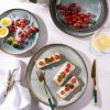 imageAmorArc Ceramic Dinner Plates Set of 6 105 Inch Handmade Reactive Glaze Stoneware PlatesLarge Rustic Shape Dinnerware Dish Set for Kitchen Microwave ampamp Dishwasher SafeScratch ResistantPearl WhiteOcean Blue