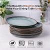 imageAmorArc Ceramic Dinner Plates Set of 6 105 Inch Handmade Reactive Glaze Stoneware PlatesLarge Rustic Shape Dinnerware Dish Set for Kitchen Microwave ampamp Dishwasher SafeScratch ResistantPearl WhiteOcean Blue