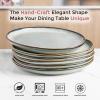 imageAmorArc Ceramic Dinner Plates Set of 6 105 Inch Handmade Reactive Glaze Stoneware PlatesLarge Rustic Shape Dinnerware Dish Set for Kitchen Microwave ampamp Dishwasher SafeScratch ResistantPearl WhiteGreen Wheat
