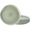 imageAmorArc Ceramic Dinner Plates Set of 6 105 Inch Handmade Reactive Glaze Stoneware PlatesLarge Rustic Shape Dinnerware Dish Set for Kitchen Microwave ampamp Dishwasher SafeScratch ResistantPearl WhiteOlive Green