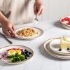 imageAmorArc Ceramic Dinner Plates Set of 6 105 Inch Handmade Reactive Glaze Stoneware PlatesLarge Rustic Shape Dinnerware Dish Set for Kitchen Microwave ampamp Dishwasher SafeScratch ResistantPearl WhitePearl White