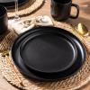 imageAmorArc Ceramic Dinner Plates Set of 6 Wavy Rim 105 Inch Stoneware Dish Set Large Dinnerware Plates for KitchenMicrowaveampampDishwasher Safe Scratch ResistantReactive Glaze Matte BlackBlack