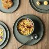 imageAmorArc Ceramic Dinner Plates Set of 6 Wavy Rim 105 Inch Stoneware Dish Set Large Dinnerware Plates for KitchenMicrowaveampampDishwasher Safe Scratch ResistantReactive Glaze Matte BlackReactiv Matte