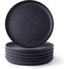 imageAmorArc Ceramic Dinner Plates Set of 6 Wavy Rim 105 Inch Stoneware Dish Set Large Dinnerware Plates for KitchenMicrowaveampampDishwasher Safe Scratch ResistantReactive Glaze Matte BlackMatte Speckled Black