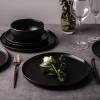 imageAmorArc Ceramic Dinner Plates Set of 6 Wavy Rim 105 Inch Stoneware Dish Set Large Dinnerware Plates for KitchenMicrowaveampampDishwasher Safe Scratch ResistantReactive Glaze Matte BlackBlack