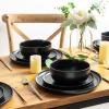 imageAmorArc Ceramic Dinner Plates Set of 6 Wavy Rim 105 Inch Stoneware Dish Set Large Dinnerware Plates for KitchenMicrowaveampampDishwasher Safe Scratch ResistantReactive Glaze Matte BlackBlack