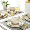 imageAmorArc Ceramic Dinnerware Sets Handpainted Plates and Bowls Set with Rustic Terracotta Underside Scratch Resistant Stoneware Dishes Set Dishwasher ampamp Microwave SafeLight Beige