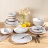 imageAmorArc Ceramic Dinnerware Sets Handpainted Plates and Bowls Set with Rustic Terracotta Underside Scratch Resistant Stoneware Dishes Set Dishwasher ampamp Microwave SafeWhite