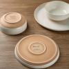 imageAmorArc Ceramic Dinnerware Sets Handpainted Plates and Bowls Set with Rustic Terracotta Underside Scratch Resistant Stoneware Dishes Set Dishwasher ampamp Microwave SafeLight BeigeHandbrush Rim