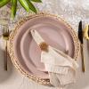 imageAmorArc Ceramic Dinnerware Sets Handpainted Plates and Bowls Set with Rustic Terracotta Underside Scratch Resistant Stoneware Dishes Set Dishwasher ampamp Microwave SafeCloud PinkHandbrush Rim