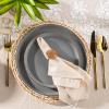 imageAmorArc Ceramic Dinnerware Sets Handpainted Plates and Bowls Set with Rustic Terracotta Underside Scratch Resistant Stoneware Dishes Set Dishwasher ampamp Microwave SafeLimestoneHandbrush Rim