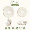 imageAmorArc Ceramic Dinnerware Sets Handpainted Plates and Bowls Set with Rustic Terracotta Underside Scratch Resistant Stoneware Dishes Set Dishwasher ampamp Microwave SafeLight Beige