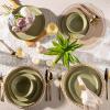 imageAmorArc Ceramic Dinnerware Sets Handpainted Plates and Bowls Set with Rustic Terracotta Underside Scratch Resistant Stoneware Dishes Set Dishwasher ampamp Microwave SafeOlive GreenHandbrush Rim