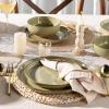 imageAmorArc Ceramic Dinnerware Sets Handpainted Plates and Bowls Set with Rustic Terracotta Underside Scratch Resistant Stoneware Dishes Set Dishwasher ampamp Microwave SafeOlive GreenHandbrush Rim