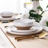 imageAmorArc Ceramic Dinnerware Sets Handpainted Plates and Bowls Set with Rustic Terracotta Underside Scratch Resistant Stoneware Dishes Set Dishwasher ampamp Microwave SafeWhite