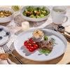 imageAmorArc Ceramic Dinnerware Sets Handpainted Plates and Bowls Set with Rustic Terracotta Underside Scratch Resistant Stoneware Dishes Set Dishwasher ampamp Microwave SafeWhite