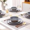 imageAmorArc Ceramic Dinnerware Sets Handpainted Plates and Bowls Set with Rustic Terracotta Underside Scratch Resistant Stoneware Dishes Set Dishwasher ampamp Microwave SafeLimestone