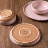 imageAmorArc Ceramic Dinnerware Sets Handpainted Plates and Bowls Set with Rustic Terracotta Underside Scratch Resistant Stoneware Dishes Set Dishwasher ampamp Microwave SafeCloud Pink