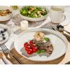 imageAmorArc Ceramic Dinnerware Sets Handpainted Plates and Bowls Set with Rustic Terracotta Underside Scratch Resistant Stoneware Dishes Set Dishwasher ampamp Microwave SafeLight Beige