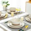 imageAmorArc Ceramic Dinnerware Sets Handpainted Plates and Bowls Set with Rustic Terracotta Underside Scratch Resistant Stoneware Dishes Set Dishwasher ampamp Microwave SafeLight Beige