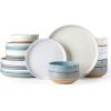 imageAmorArc Ceramic Dinnerware Sets Handpainted Plates and Bowls Set with Rustic Terracotta Underside Scratch Resistant Stoneware Dishes Set Dishwasher ampamp Microwave SafeMulticolor