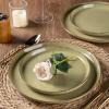 imageAmorArc Ceramic Dinnerware Sets Handpainted Plates and Bowls Set with Rustic Terracotta Underside Scratch Resistant Stoneware Dishes Set Dishwasher ampamp Microwave SafeOlive GreenHandbrush Rim