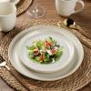 imageAmorArc Ceramic Dinnerware Sets Handpainted Plates and Bowls Set with Rustic Terracotta Underside Scratch Resistant Stoneware Dishes Set Dishwasher ampamp Microwave SafeLight BeigeHandbrush Rim