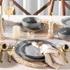imageAmorArc Ceramic Dinnerware Sets Handpainted Plates and Bowls Set with Rustic Terracotta Underside Scratch Resistant Stoneware Dishes Set Dishwasher ampamp Microwave SafeLimestoneHandbrush Rim